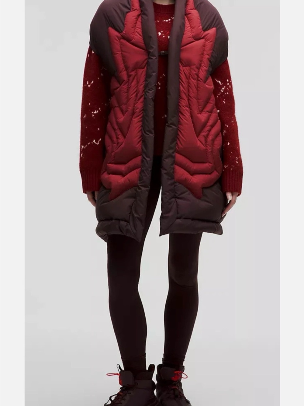 Team Canada lululemon athletica Two-Tone Red and Deep Brown Quilted Puffer Vest